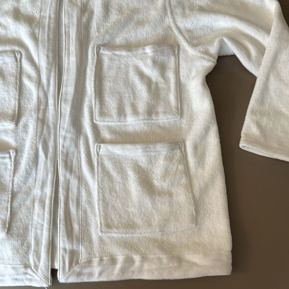 ATM Anthony Thomas Melilla Woman’s White Terry Open Front Jacket. Size Small. - Picture 3 of 6